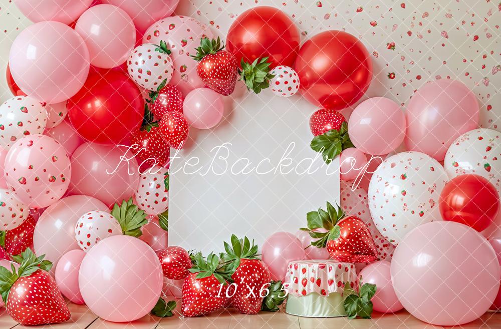 Kate Cake Smash Spring Strawberry Balloon Backdrop Designed by Emetselch - Image 8