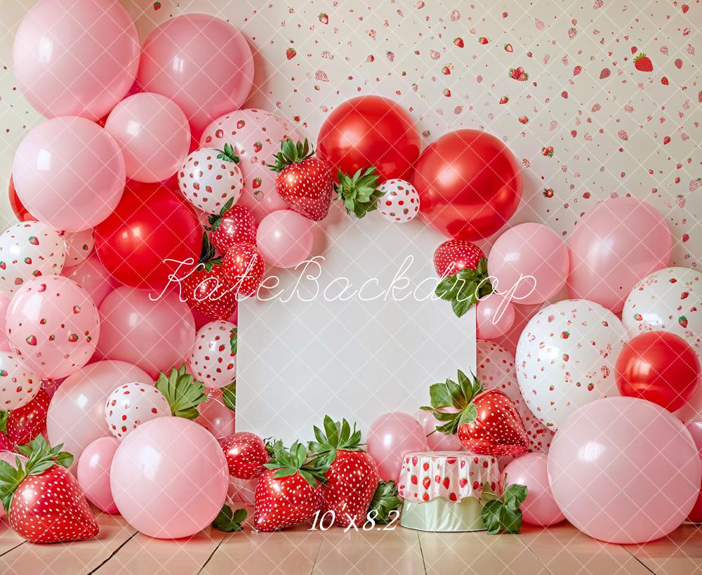 Kate Cake Smash Spring Strawberry Balloon Backdrop Designed by Emetselch - Image 9