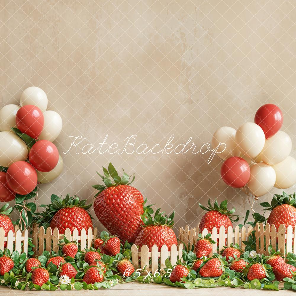 Kate Cake Smash Strawberry Balloon Fence Backdrop Designed by Emetselch - Image 2