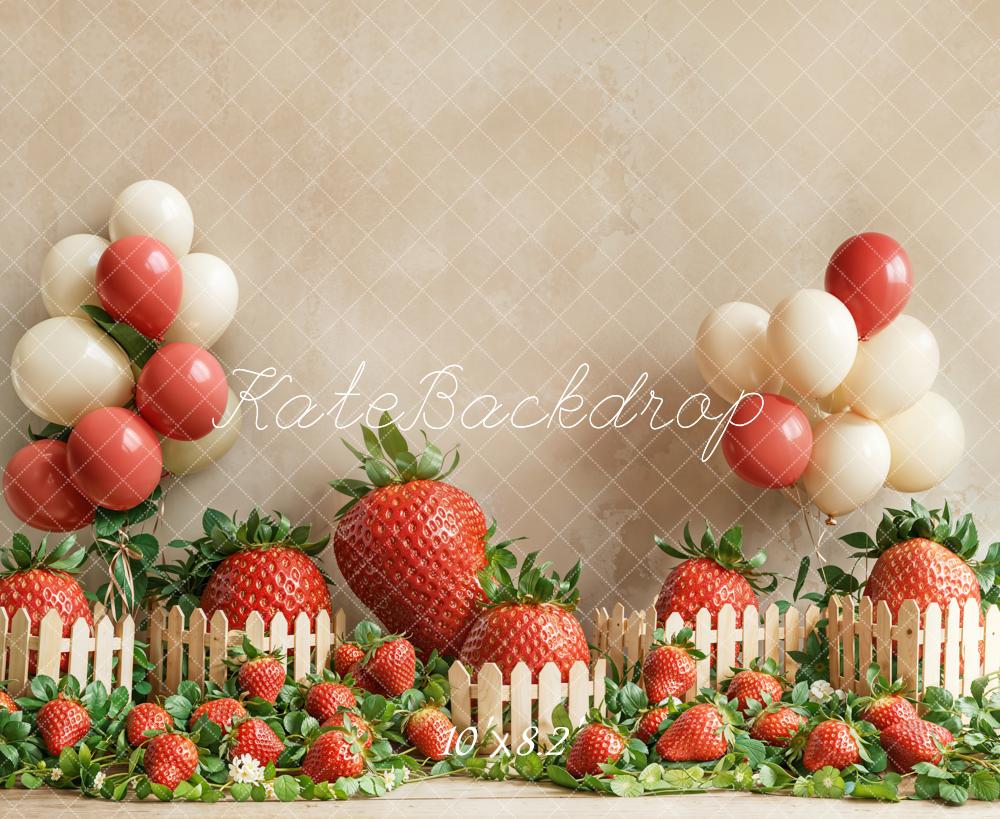Kate Cake Smash Strawberry Balloon Fence Backdrop Designed by Emetselch - Image 5