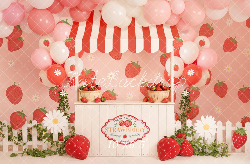 Kate Cake Smash Strawberry Balloons Backdrop Designed by Emstselch - Image 4
