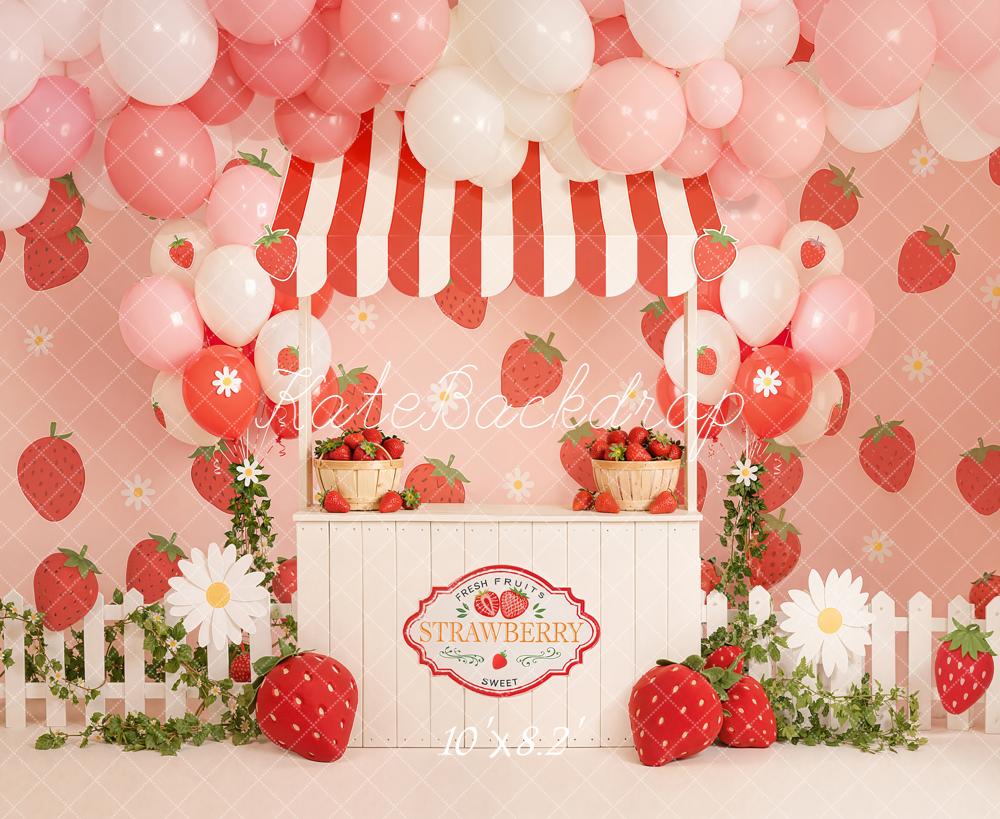 Kate Cake Smash Strawberry Balloons Backdrop Designed by Emstselch - Image 6