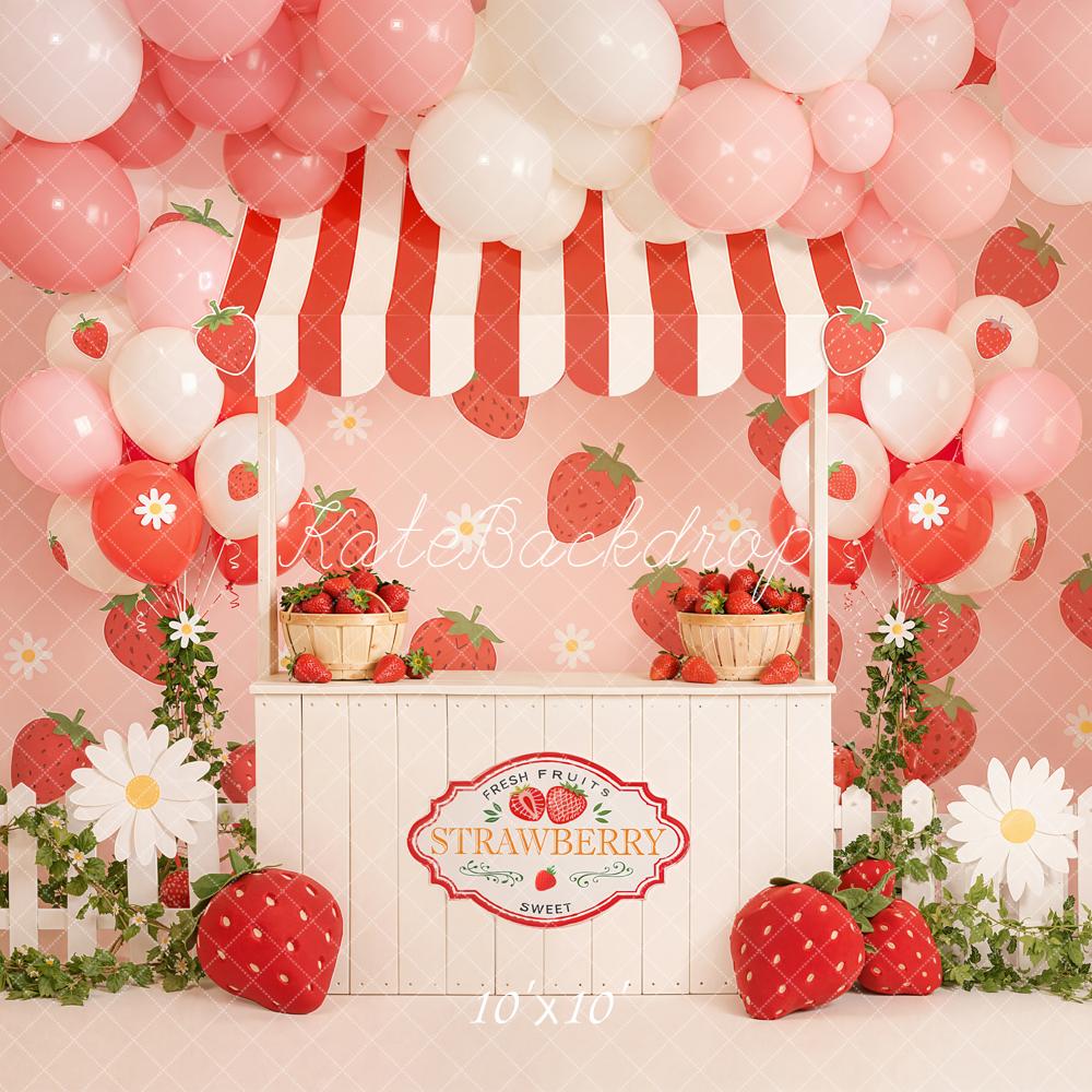 Kate Cake Smash Strawberry Balloons Backdrop Designed by Emstselch - Image 7