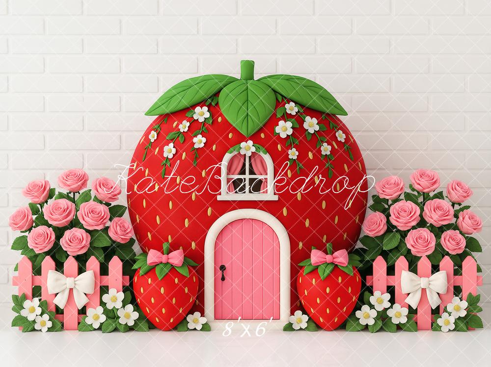Kate Cake Smash Strawberry House Floral Backdrop Designed by Ashley Paul - Image 9