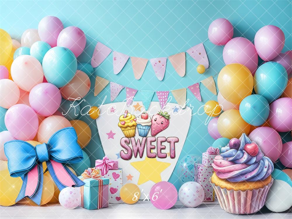 Kate Cake Smash Sweet Balloons Party Backdrop Designed by Laura Bybee - Image 3