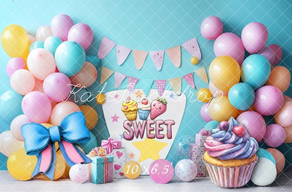 Kate Cake Smash Sweet Balloons Party Backdrop Designed by Laura Bybee - Image 4