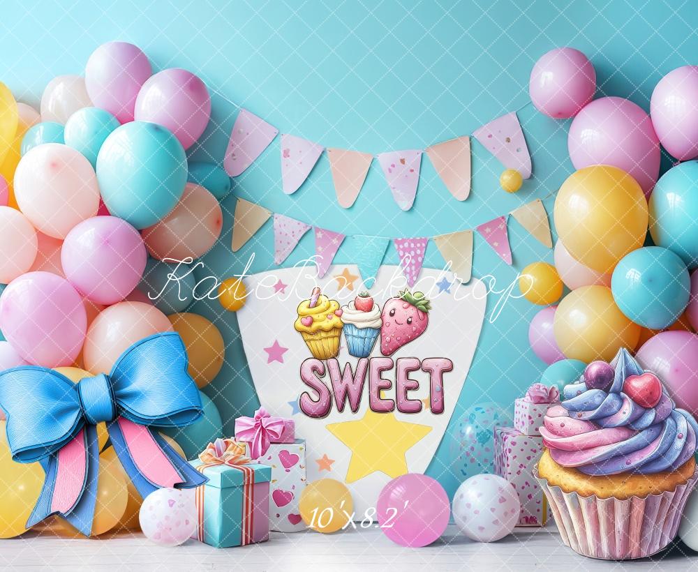Kate Cake Smash Sweet Balloons Party Backdrop Designed by Laura Bybee - Image 5