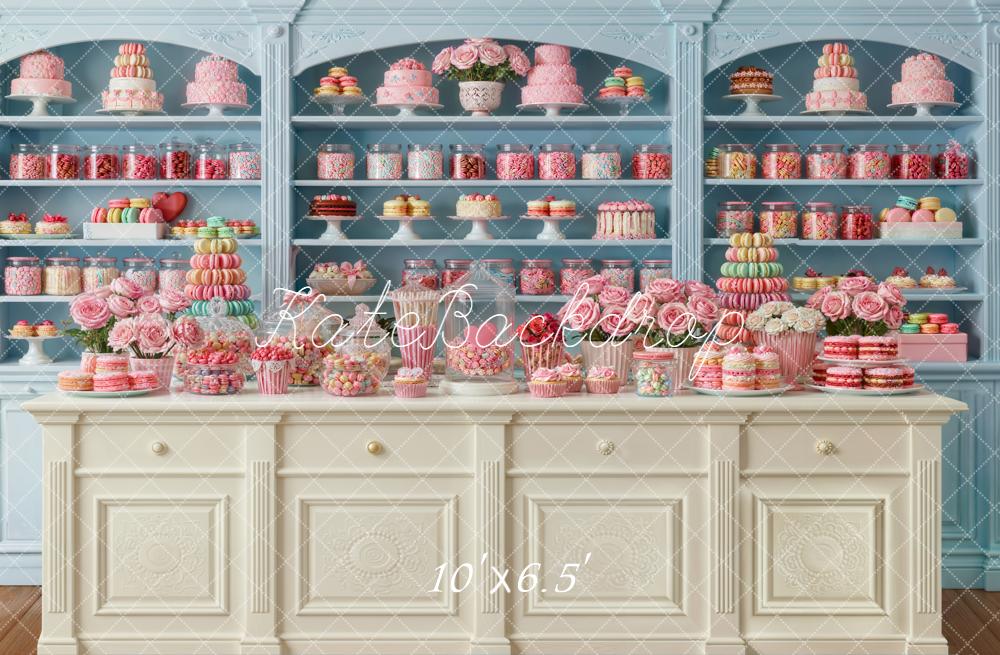 Kate Cake Smash Sweets Blue Cabinet Fleece Backdrop Designed by Emstselch - Image 2