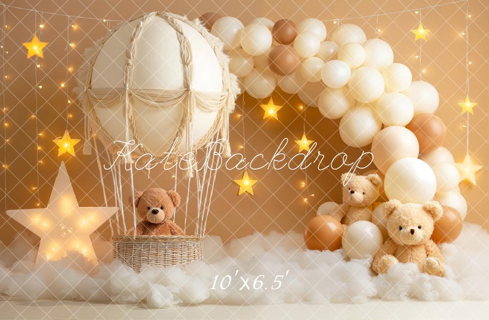 Kate Cake Smash Teddy Bears Balloons Stars Fleece Backdrop Designed by Emetselch - Image 2