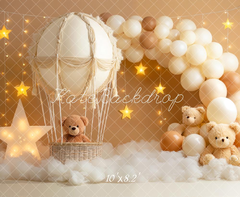 Kate Cake Smash Teddy Bears Balloons Stars Fleece Backdrop Designed by Emetselch - Image 3