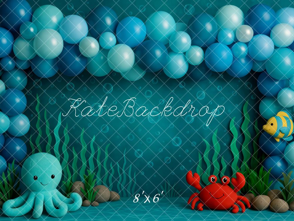 Kate Cake Smash Underwater Mermaid Balloon Backdrop Designed by Patty Robert - Image 3