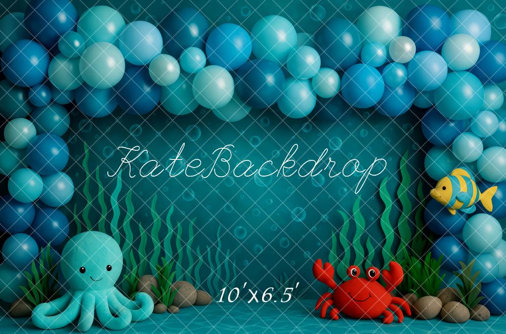 Kate Cake Smash Underwater Mermaid Balloon Backdrop Designed by Patty Robert - Image 4