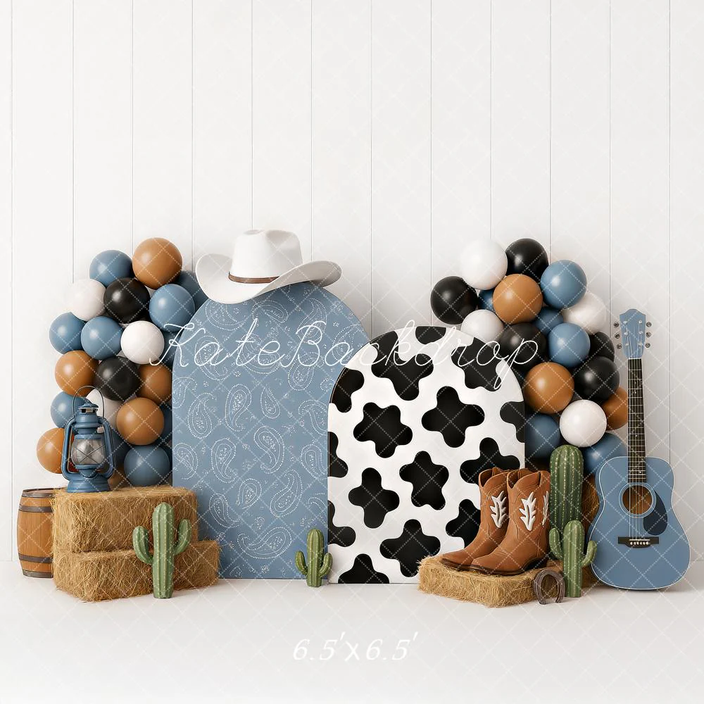 Kate Cake Smash Western Cowboy Boots Blue Backdrop Designed by Ashley Paul - Image 6