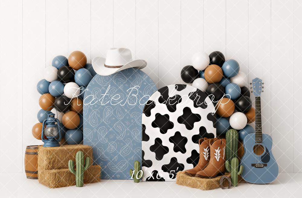 Kate Cake Smash Western Cowboy Boots Blue Backdrop Designed by Ashley Paul - Image 8