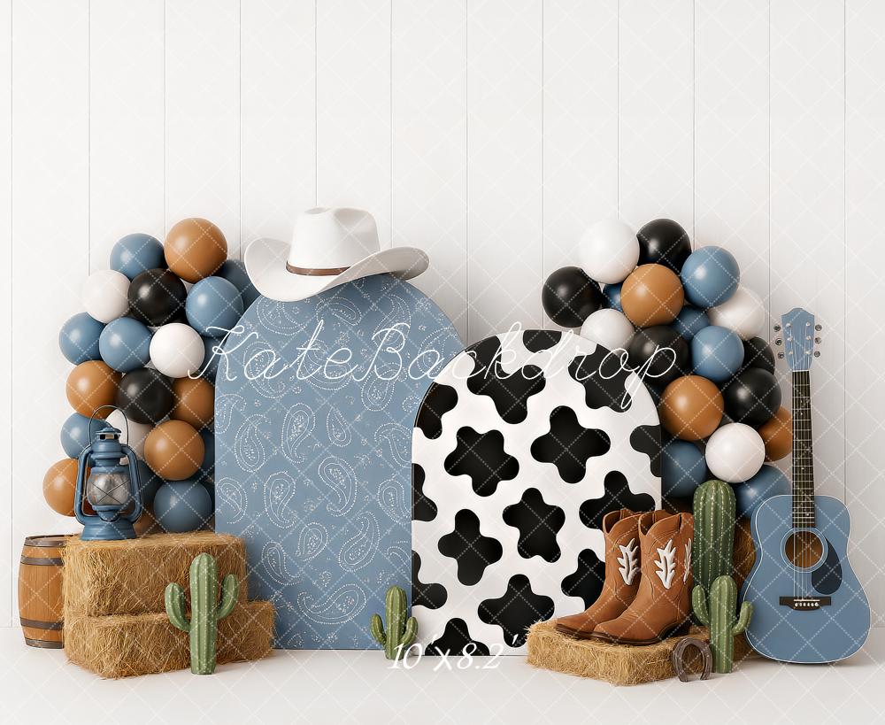 Kate Cake Smash Western Cowboy Boots Blue Backdrop Designed by Ashley Paul - Image 9