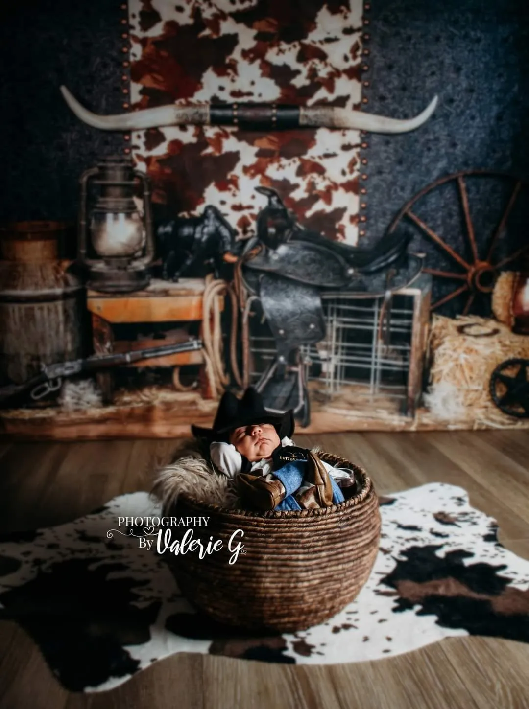 Kate Cake Smash Wild West Fleece Backdrop Designed by Arica Kirby - Image 3