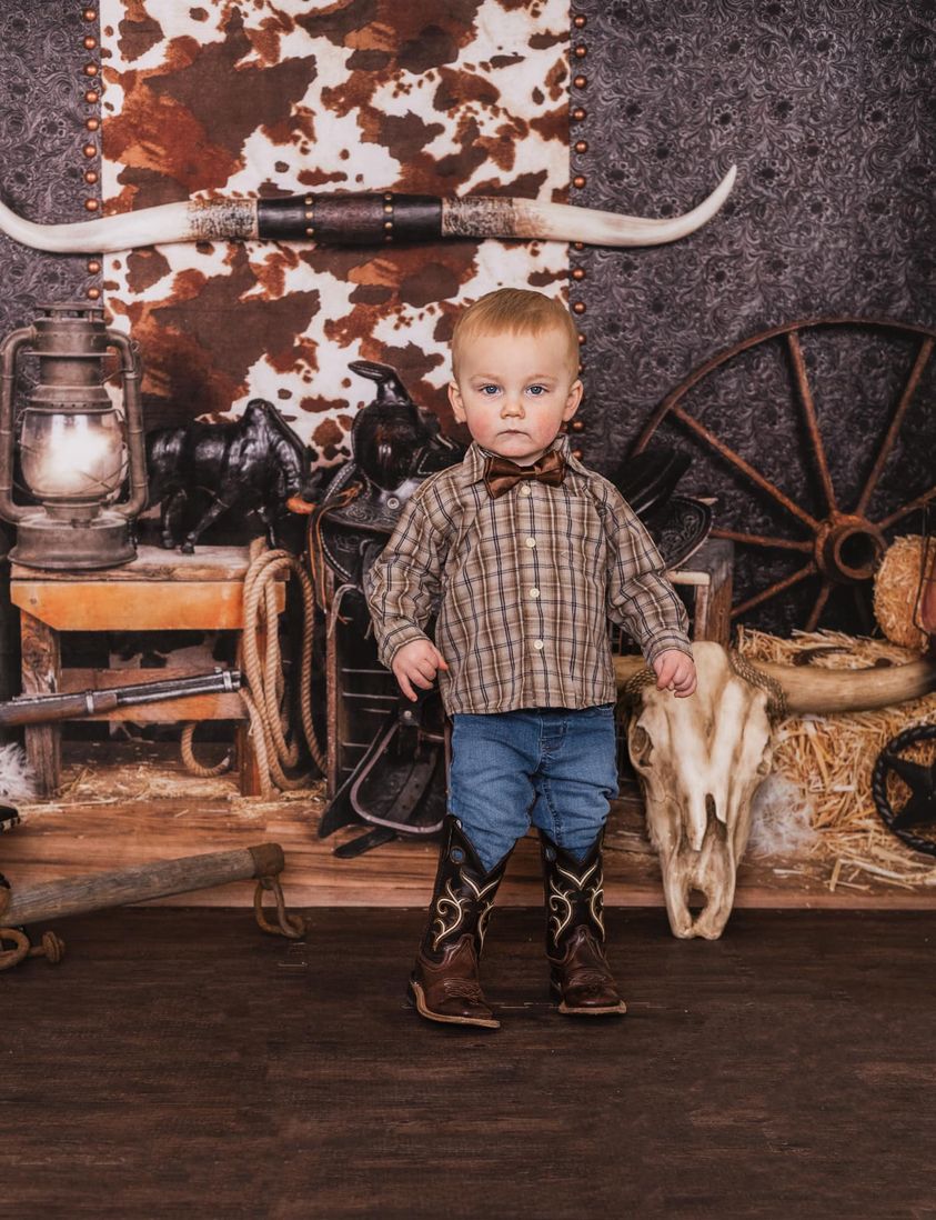 Kate Cake Smash Wild West Fleece Backdrop Designed by Arica Kirby - Image 4