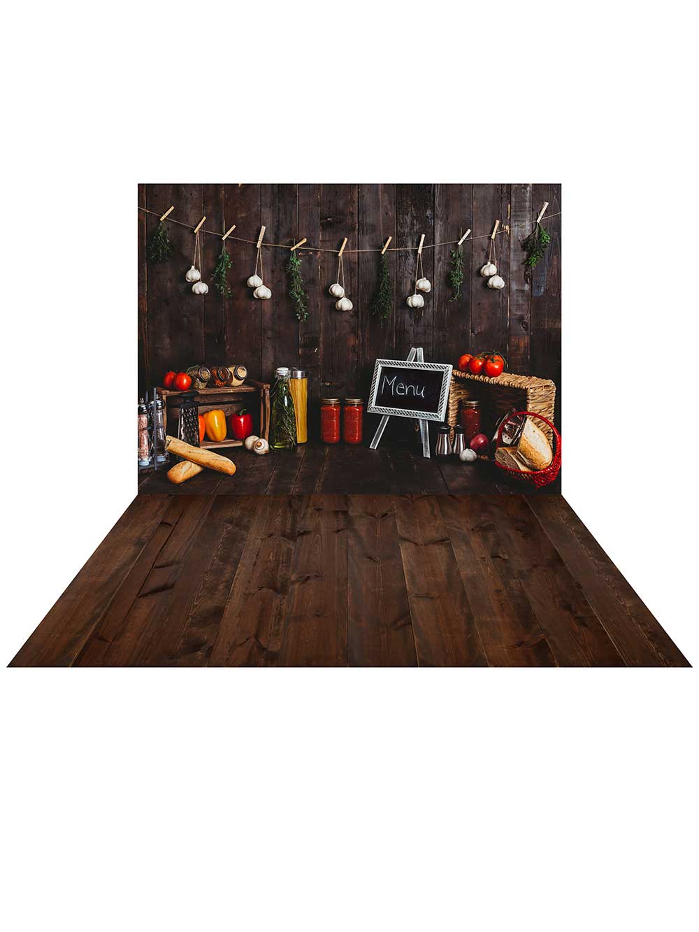 Kate Cake Smash Wood Kitchen Backdrop+Dark Wood Rubber Floor Mat - Image 2
