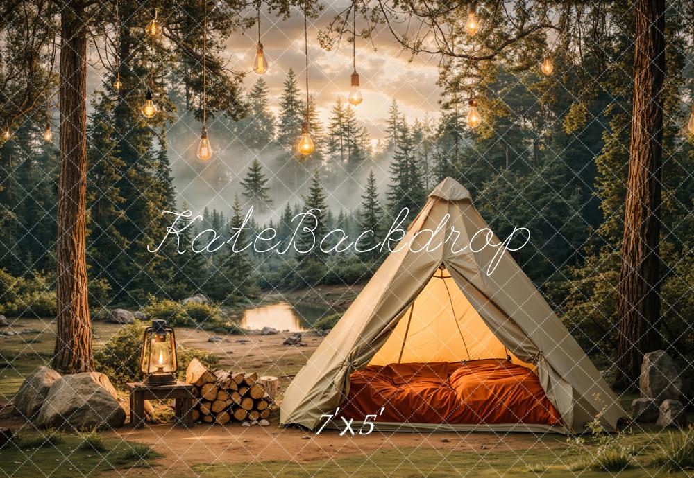 Kate Camping Forest Tent Lights Backdrop Designed by Emetselch - Image 2