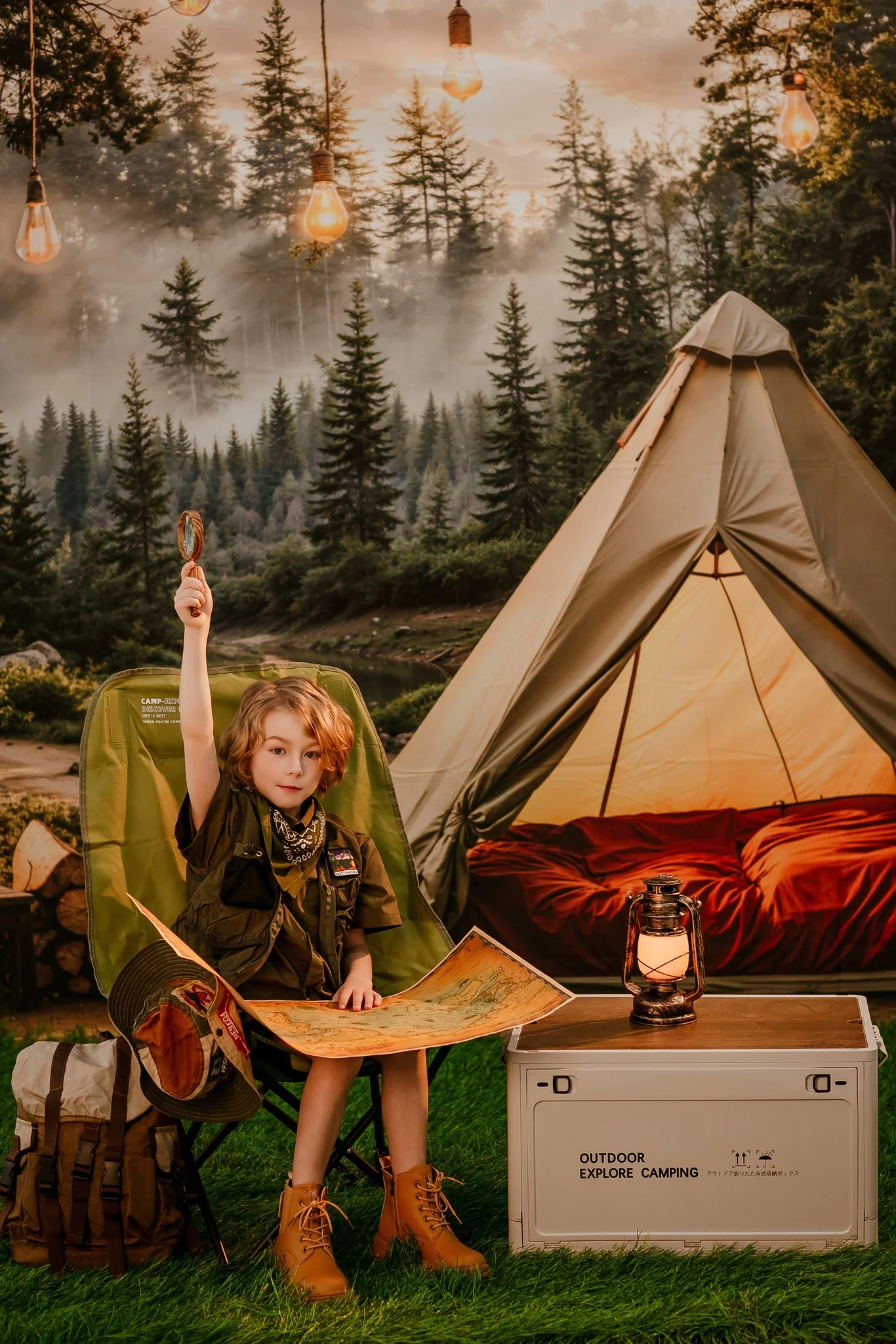 Kate Camping Forest Tent Lights Backdrop Designed by Emetselch - Image 6
