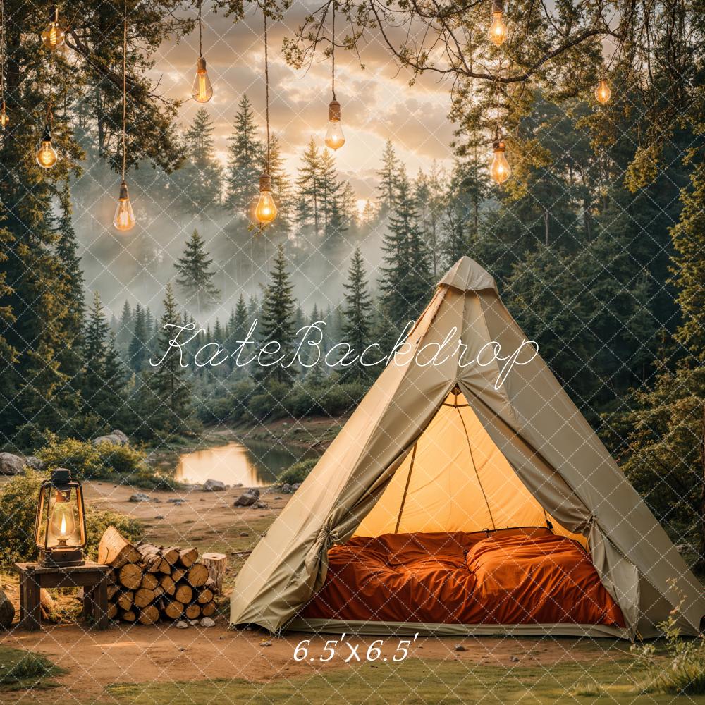 Kate Camping Forest Tent Lights Backdrop Designed by Emetselch - Image 9