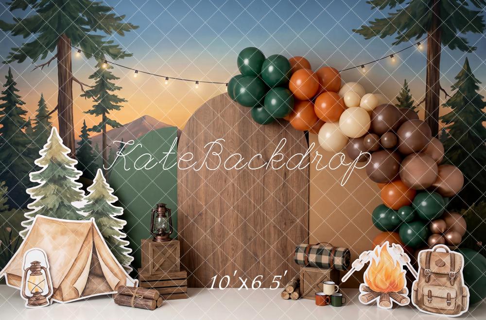 Kate Camping Tent Campfire Balloon Arch Forest Backdrop Designed by Patty Robert - Image 4