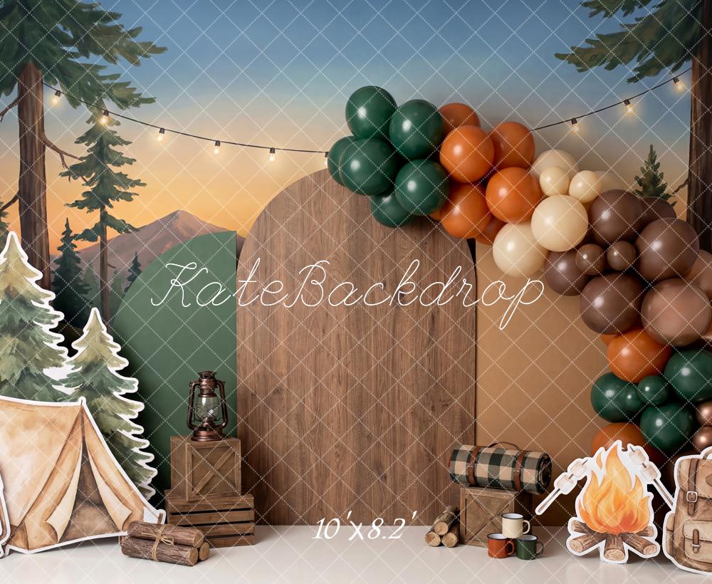 Kate Camping Tent Campfire Balloon Arch Forest Backdrop Designed by Patty Robert - Image 6