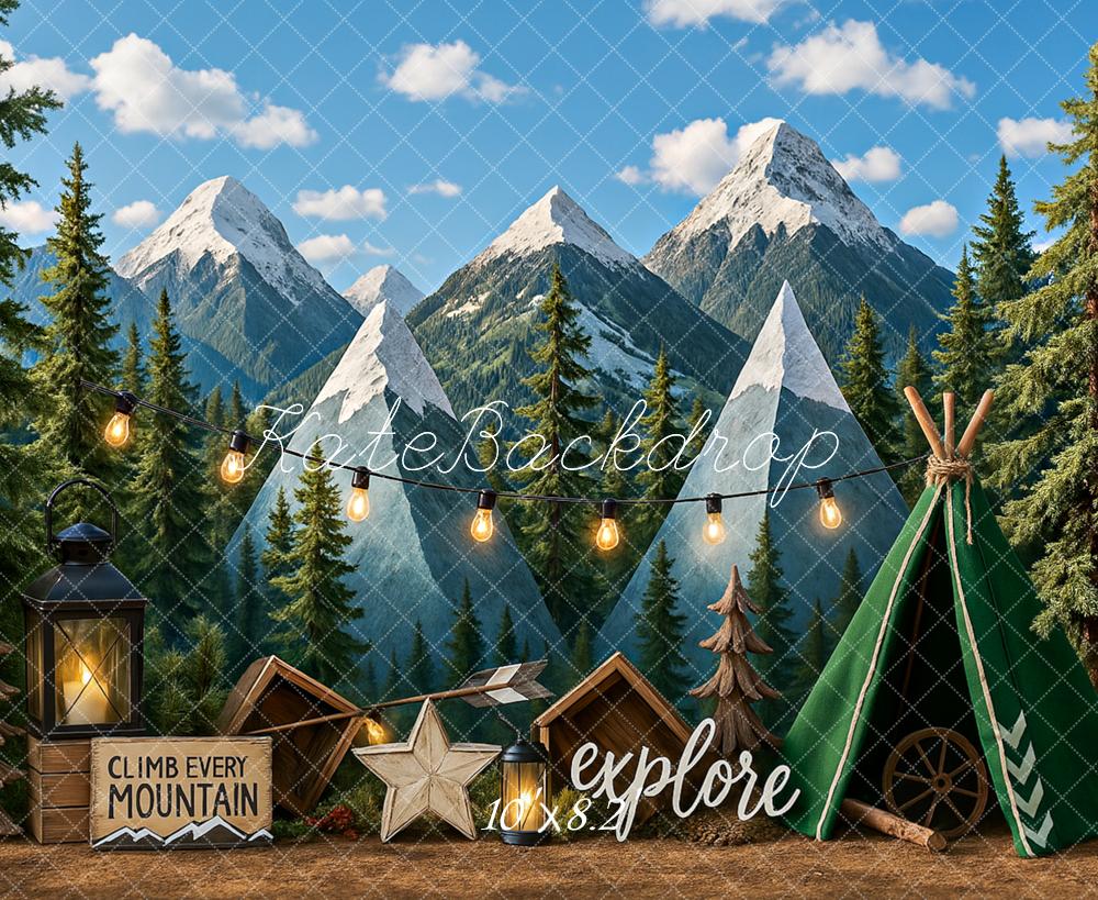 Kate Camping Tent Mountain Adventure Backdrop Designed by Ashley Paul - Image 5