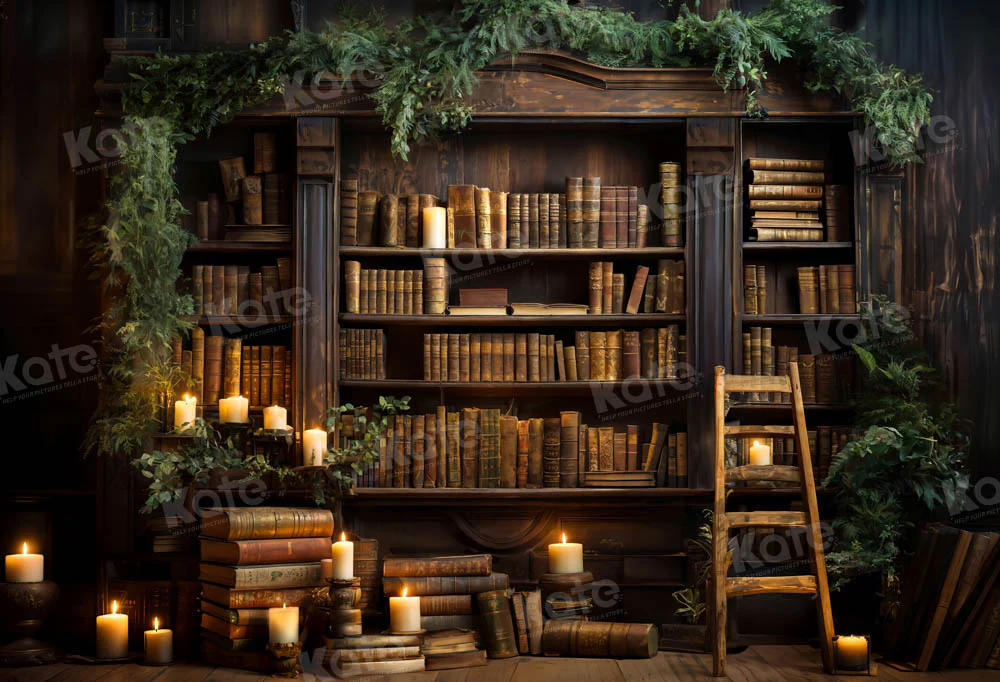 Kate Candle Green Plant Book Room Backdrop Designed by Emetselch - Image 2