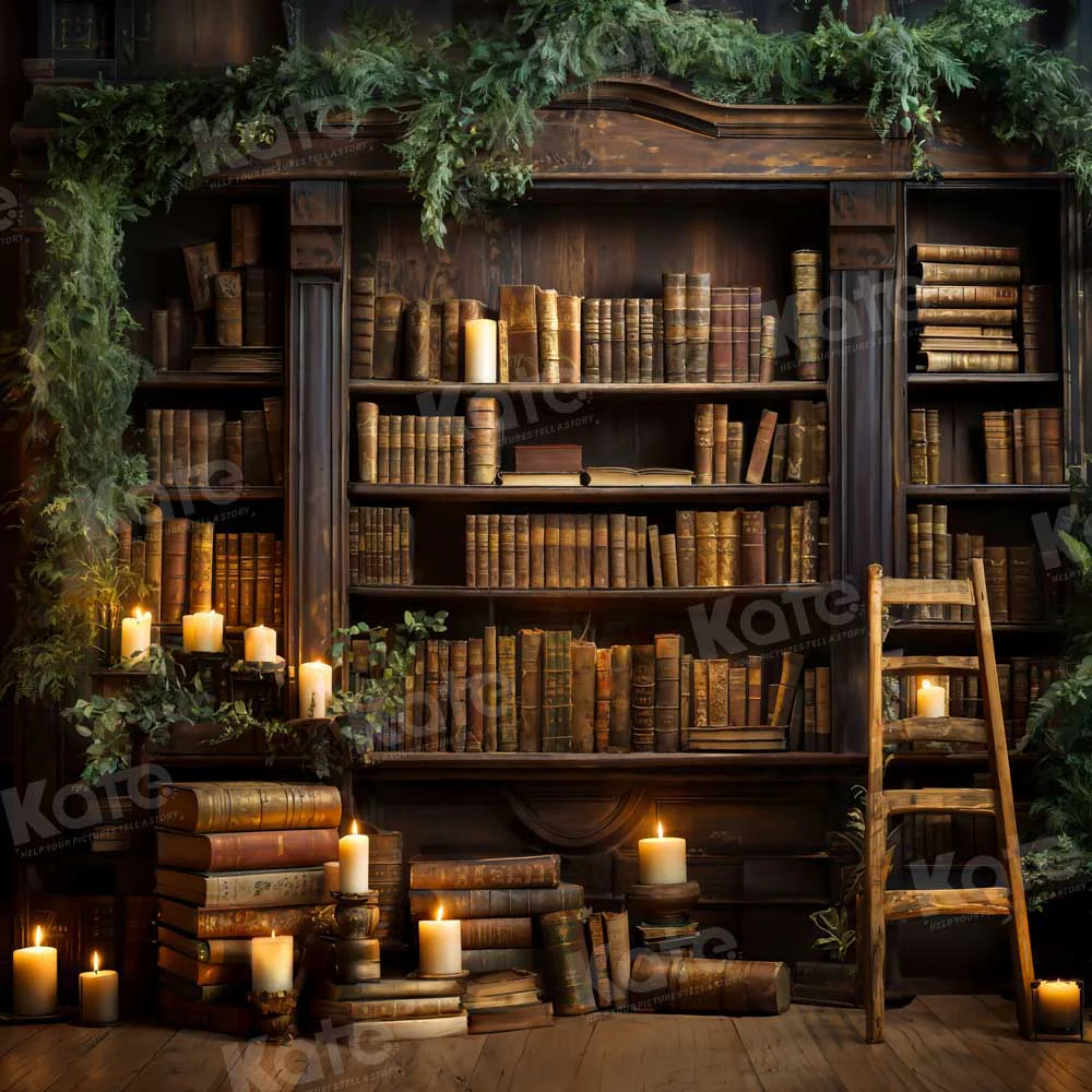 Kate Candle Green Plant Book Room Backdrop Designed by Emetselch - Image 4