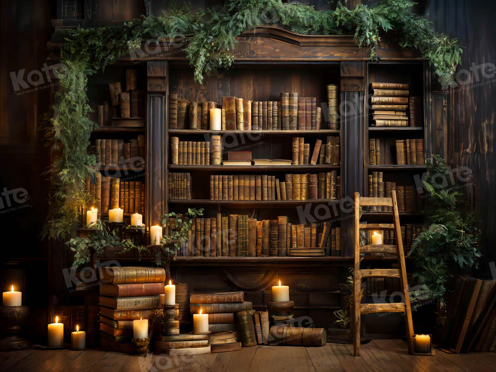 Kate Candle Green Plant Book Room Backdrop Designed by Emetselch - Image 5