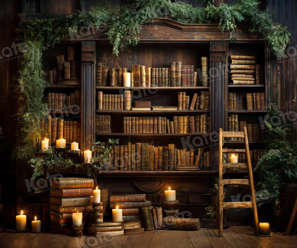 Kate Candle Green Plant Book Room Backdrop Designed by Emetselch - Image 6