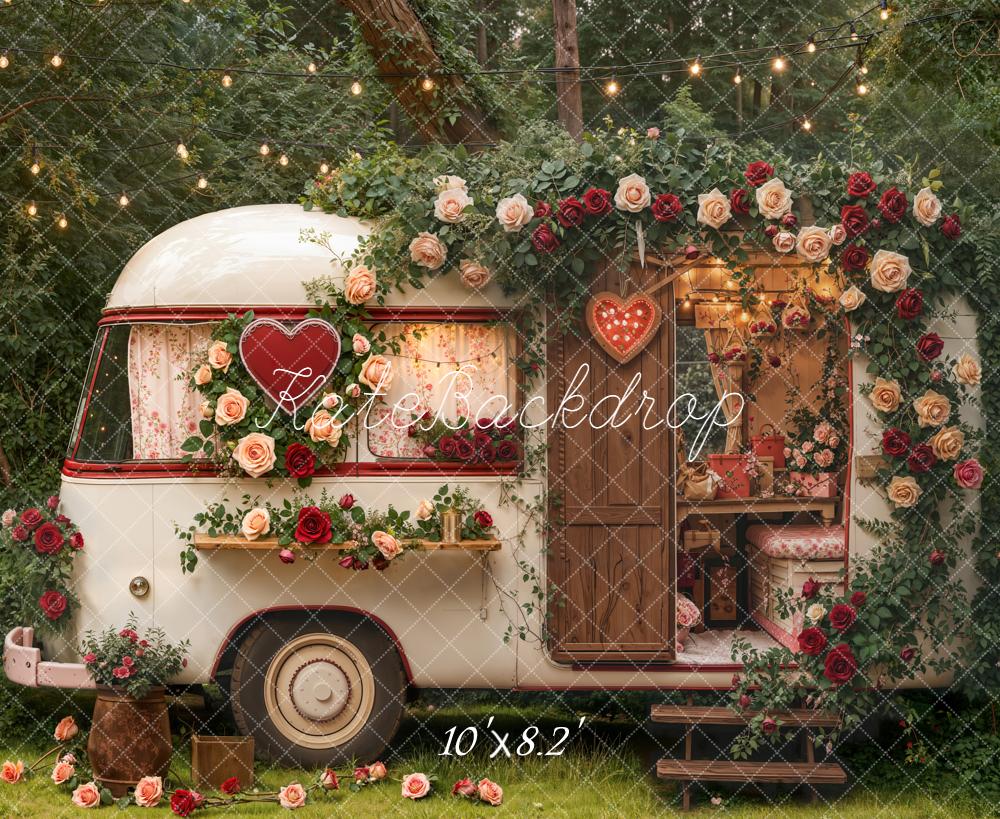 Kate Valentine Caravan Garland Heart Decor Fleece Backdrop Designed by Emetselch - Image 3