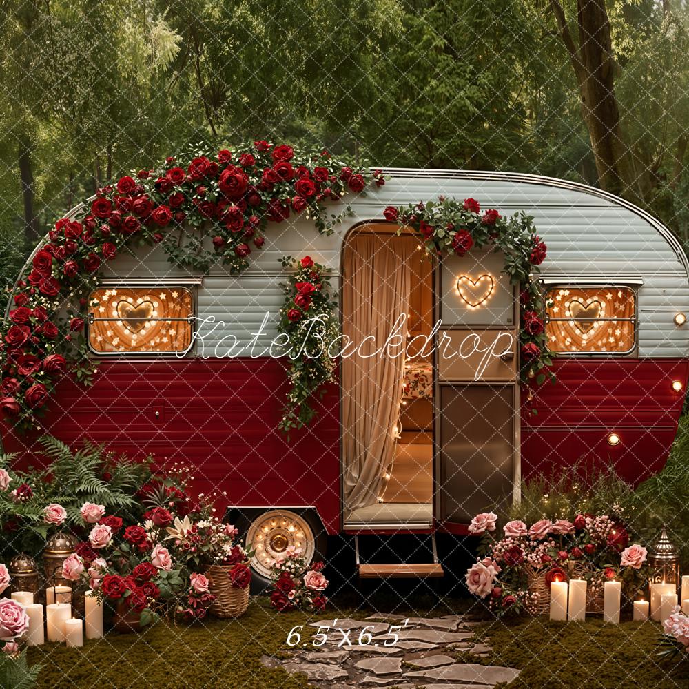 Kate Caravan Roses Fairy Lights Forest Backdrop Designed by Emetselch - Image 2
