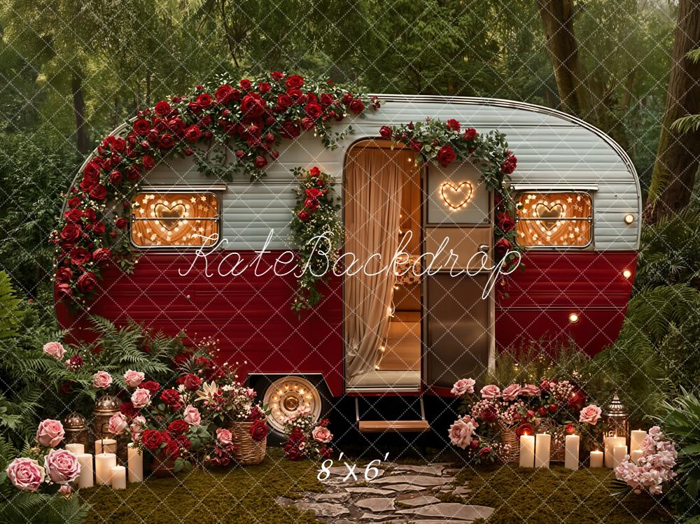 Kate Caravan Roses Fairy Lights Forest Backdrop Designed by Emetselch - Image 3