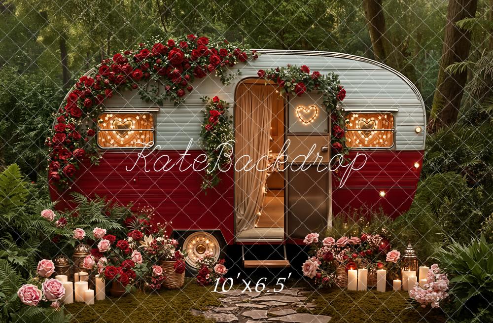 Kate Caravan Roses Fairy Lights Forest Backdrop Designed by Emetselch - Image 4