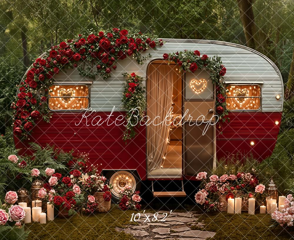 Kate Caravan Roses Fairy Lights Forest Backdrop Designed by Emetselch - Image 6
