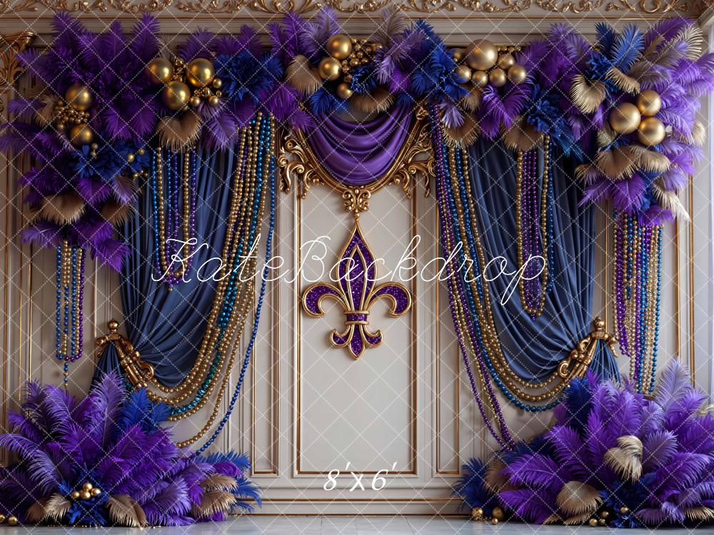 Kate Carnival Floral Purple Gold Drapes Backdrop Designed by Mini MakeBelieve - Image 3