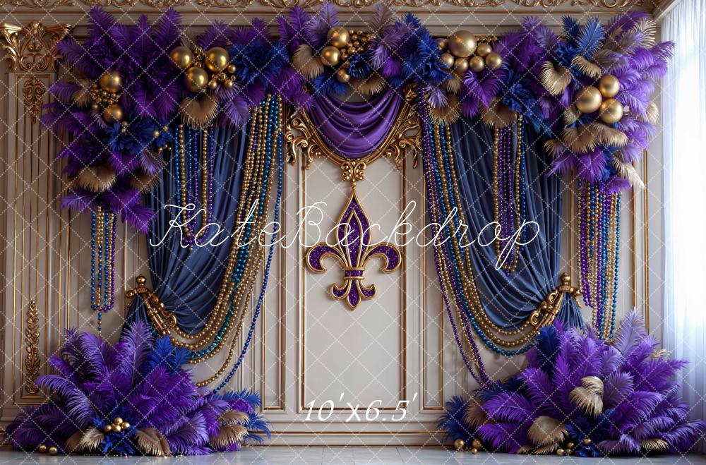Kate Carnival Floral Purple Gold Drapes Backdrop Designed by Mini MakeBelieve - Image 4
