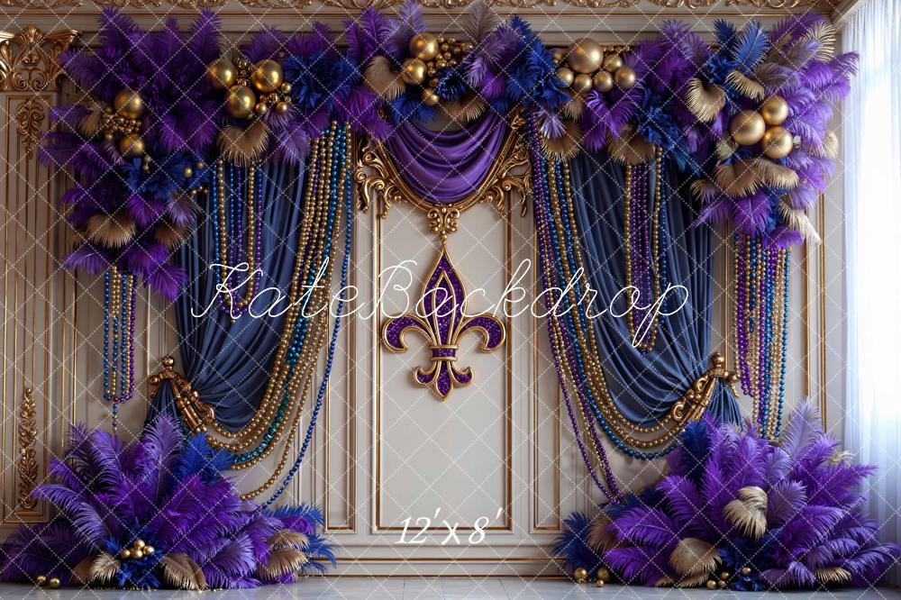 Kate Carnival Floral Purple Gold Drapes Backdrop Designed by Mini MakeBelieve - Image 8
