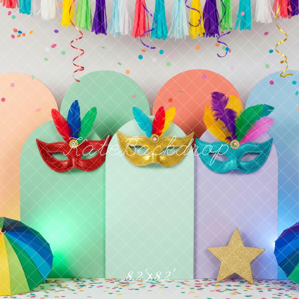 Kate Carnival Mask Colourful Arch Rainbow Umbrella Backdrop Designed by Patty Robert - Image 5