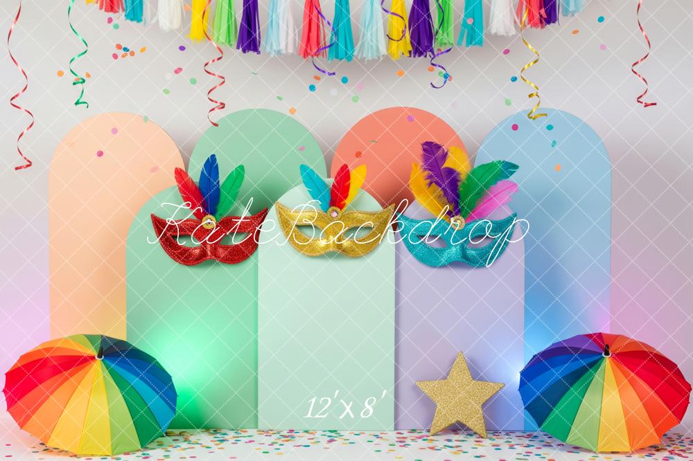 Kate Carnival Mask Colourful Arch Rainbow Umbrella Backdrop Designed by Patty Robert - Image 8