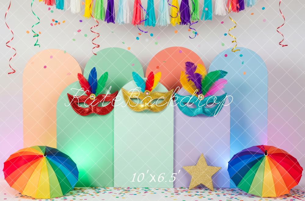 Kate Carnival Rainbow Umbrella Arches Fleece Backdrop Designed by Patty Robert - Image 2