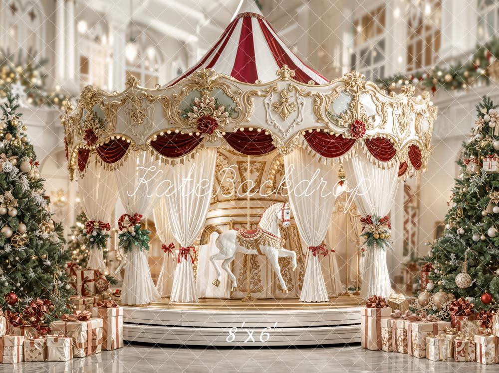 Kate Carousel Christmas Tree Presents Backdrop Designed by Emetselch - Image 3
