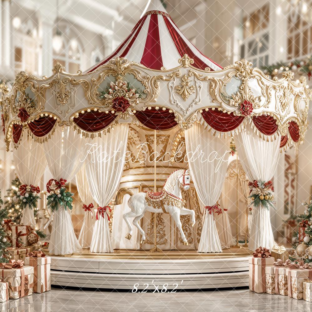 Kate Carousel Christmas Tree Presents Backdrop Designed by Emetselch - Image 5