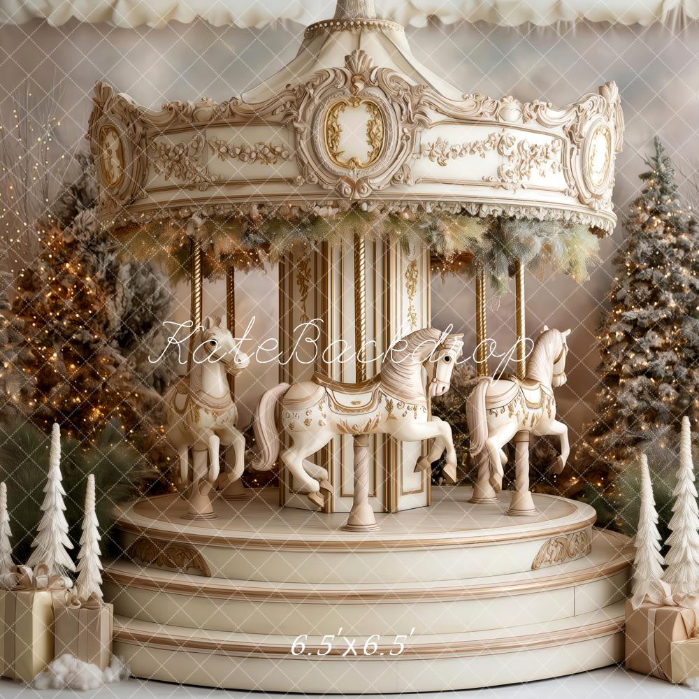 Kate Carousel Christmas Trees Presents Backdrop Designed by Patty Robert - Image 2