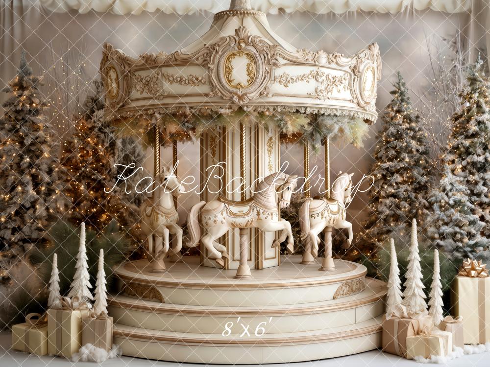 Kate Carousel Christmas Trees Presents Backdrop Designed by Patty Robert - Image 3