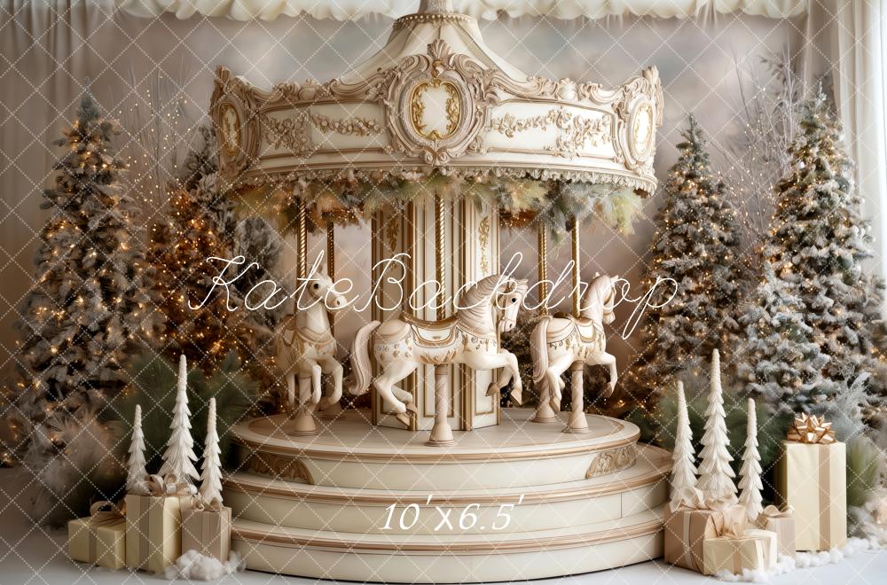 Kate Carousel Christmas Trees Presents Backdrop Designed by Patty Robert - Image 4