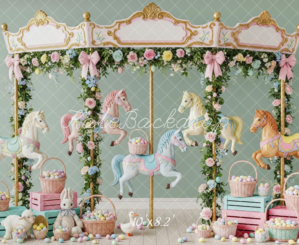 Kate Carousel Easter Bunny Eggs Floral Backdrop Designed by Patty Robert - Image 6