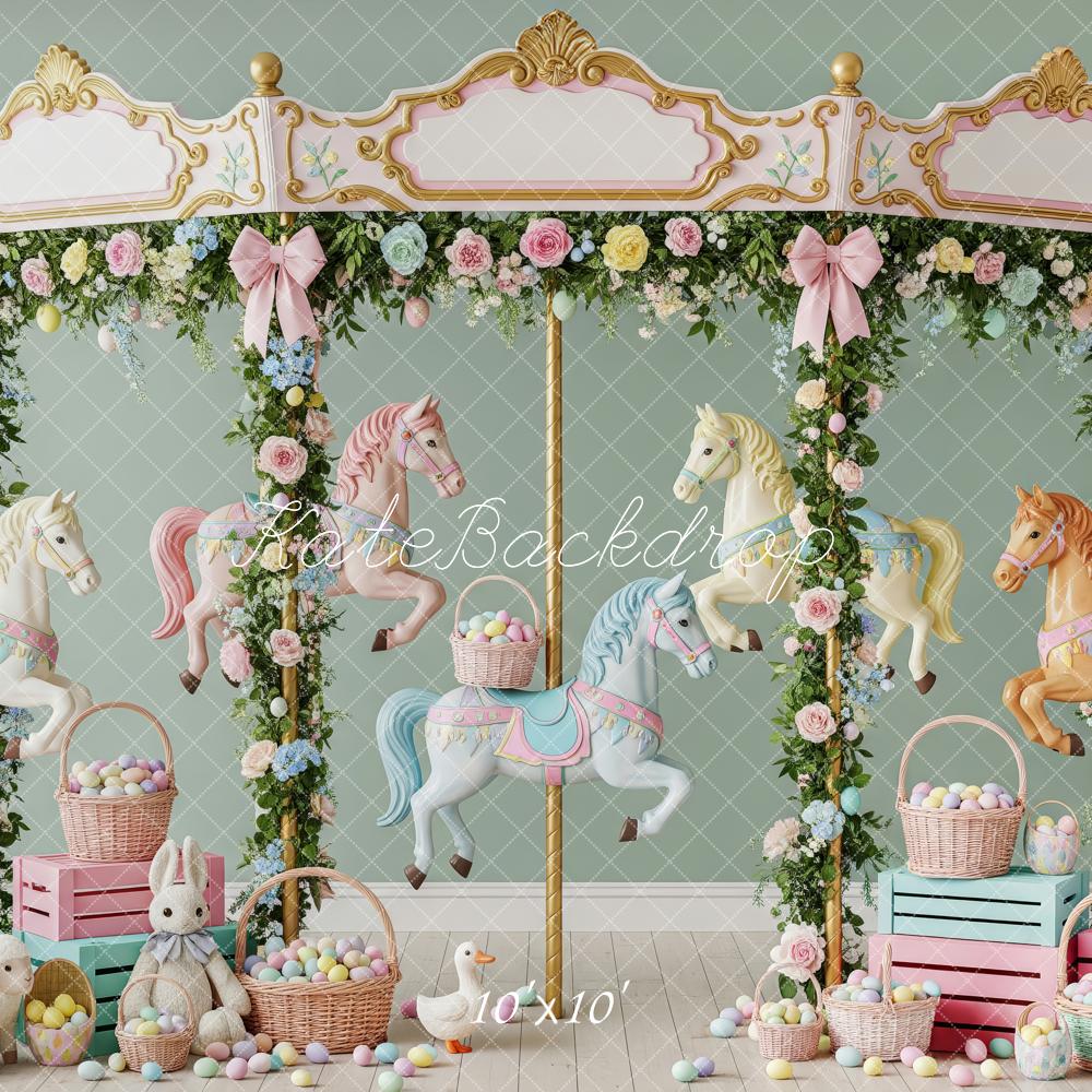 Kate Carousel Easter Bunny Eggs Floral Backdrop Designed by Patty Robert - Image 7